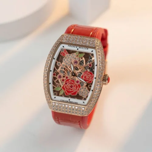 Franck Muller Vanguard V32 Skeleton Red Flower Dial 36mm